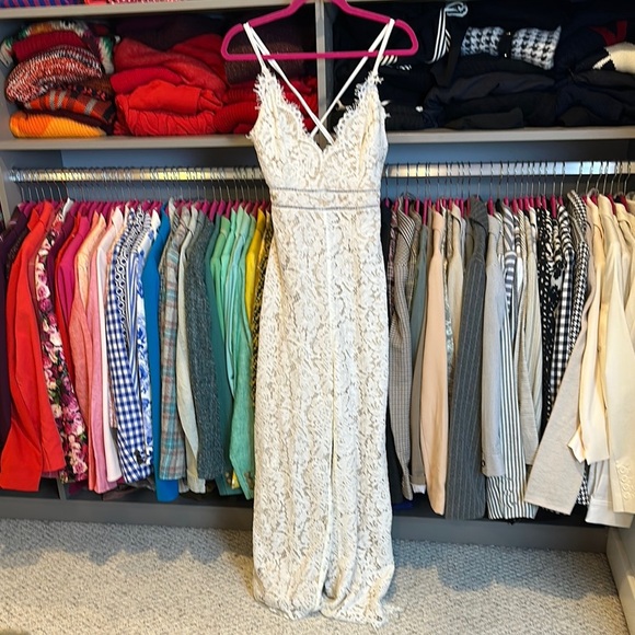 Unbranded Pants - Unbranded ivory lace overlay adjustable straps v neck jumpsuit size XS